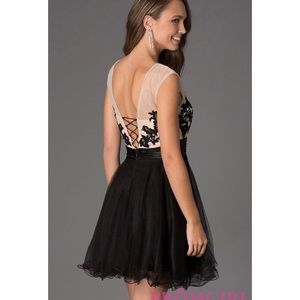 Black Illusion Neck Party Dress